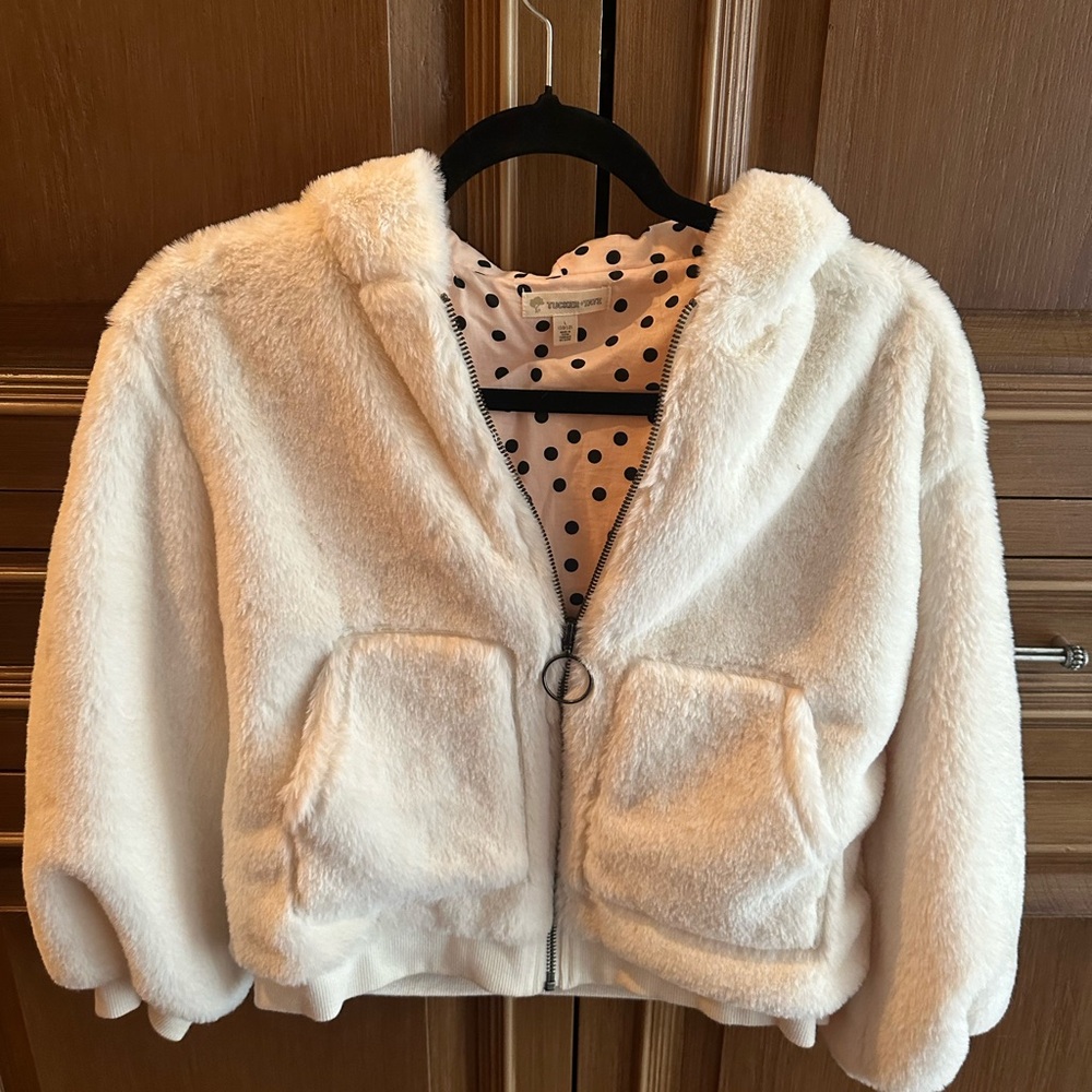 Cozy White Kids Jacket With Polka Dots